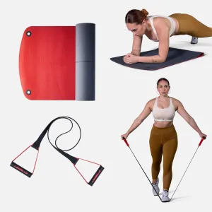 Les Mills™ SMARTBAND™ and Les Mills™ MBX MAT™ Dual Sided Exercise Mat For Yoga and Dynamic Exercise Training with Workouts Bands