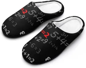 Like Math Cotton Slippers with Non Slip Rubber Soles Winter House Shoes Washable for Indoor Outdoor