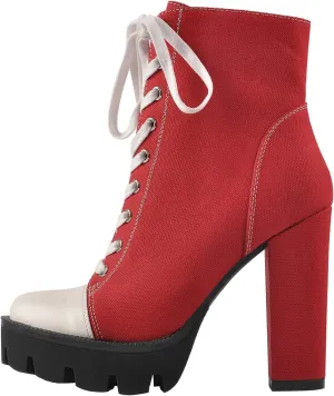 LISHAN Women's Platform Canvas High Heels