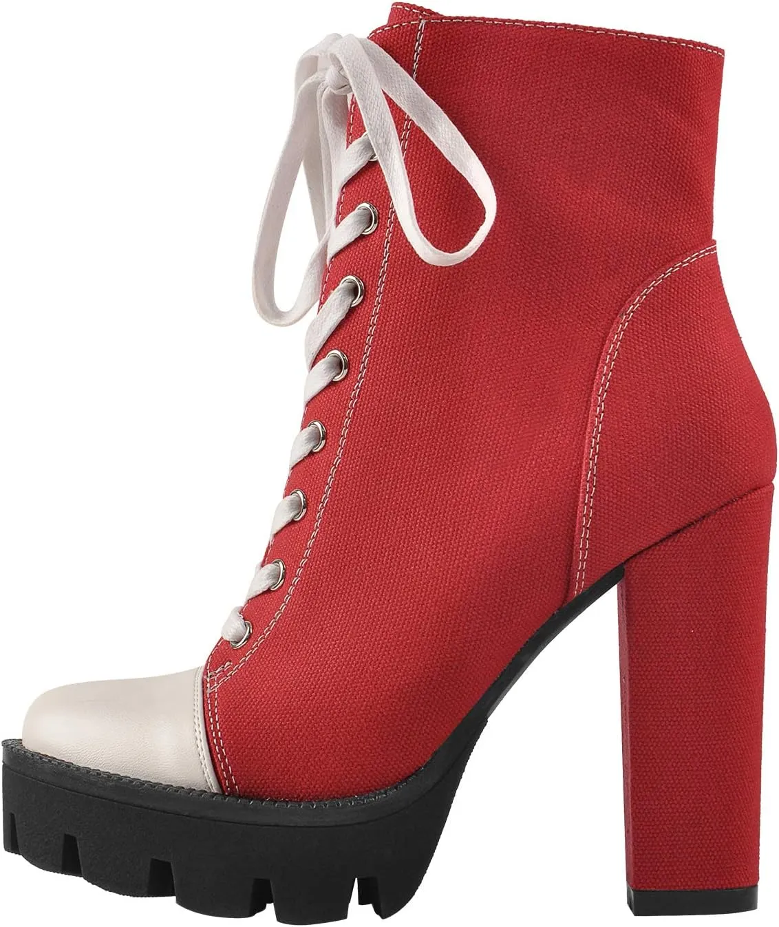 LISHAN Women's Platform Canvas High Heels
