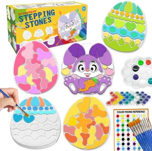 LLESSOO 5 Pack Stepping Stones for Kids Crafts, Arts and Crafts for Kids Ages 6-8-12, Creative Gifts for Kid Boys Girls 6 7 8 9 10  Year Old, Outdoor Garden Toy Craft Stepping Stones