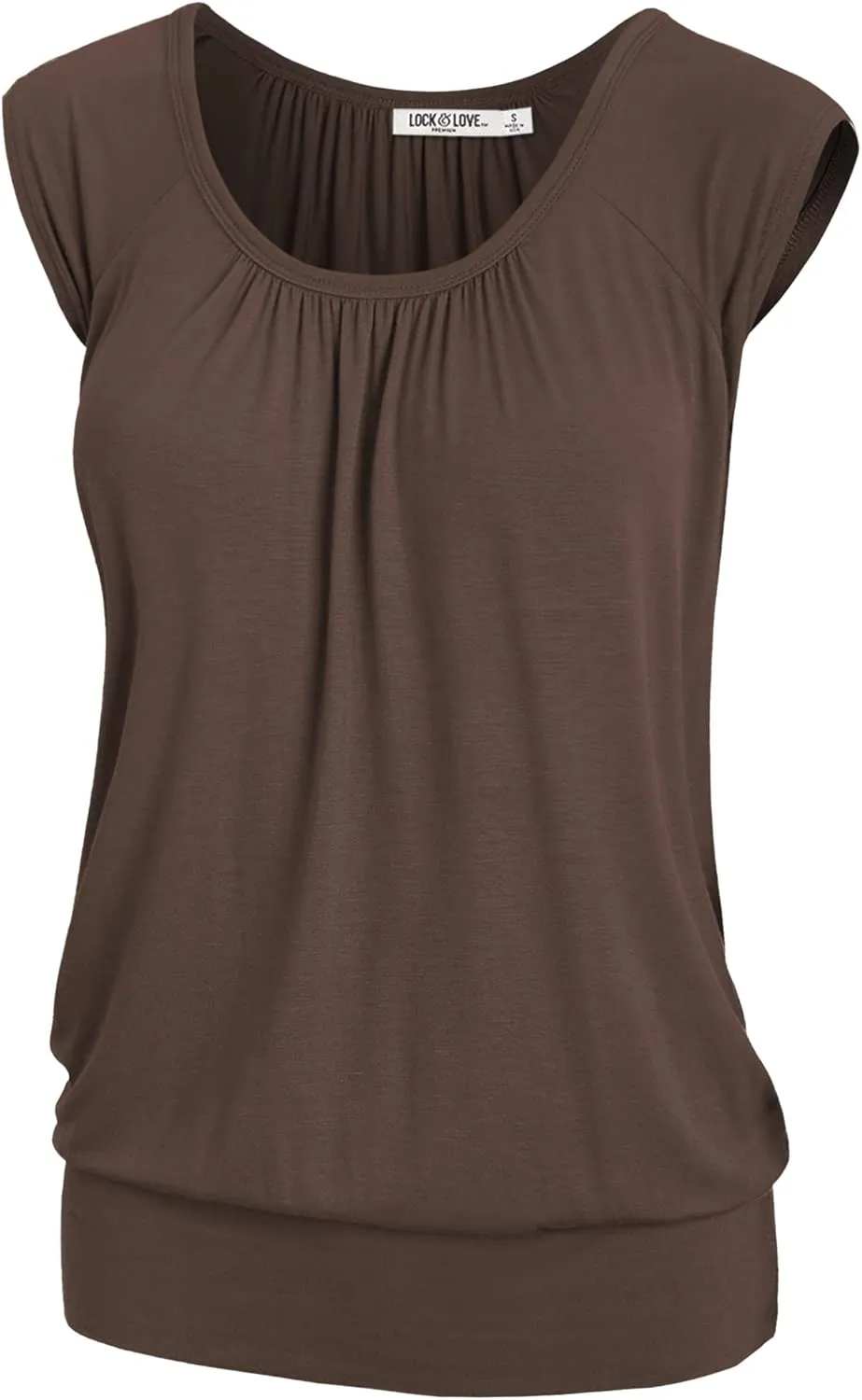 Lock and Love Women's Scoop Neck Short Sleeve Solid/Print/Dip-Dye Sweetheart Top S-3XL Plus Size