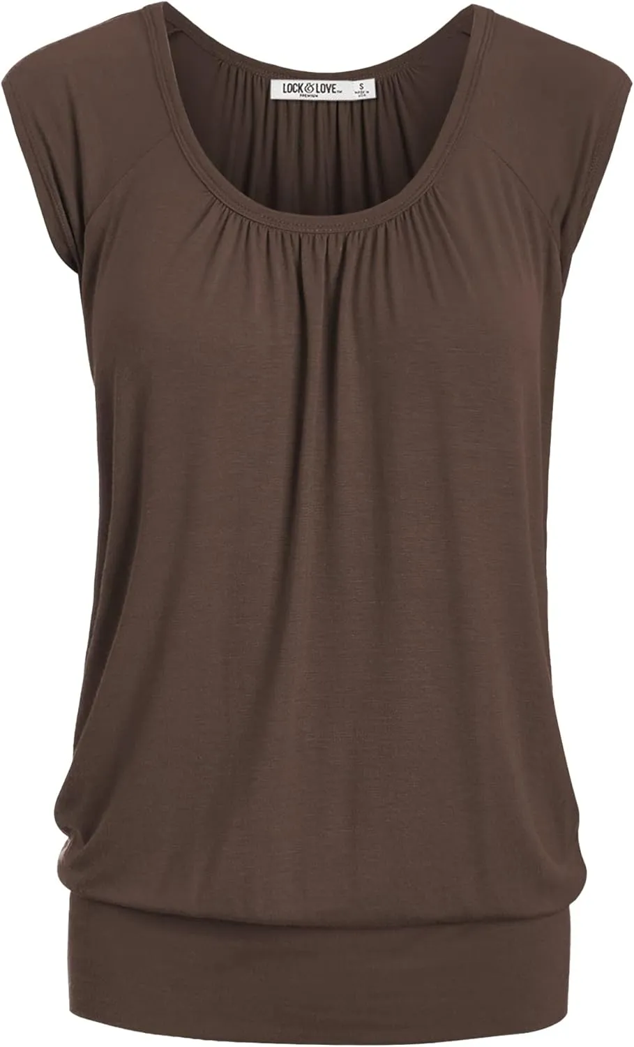 Lock and Love Women's Scoop Neck Short Sleeve Solid/Print/Dip-Dye Sweetheart Top S-3XL Plus Size