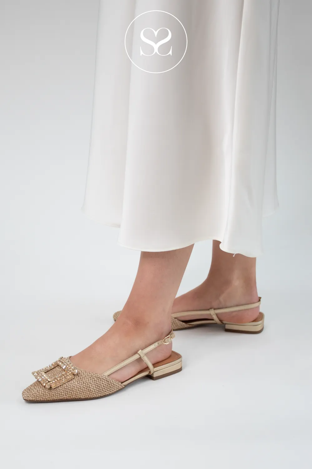 LODI BO5504 CAMEL LEATHER BALLET FLAT SLINGBACK SHOES