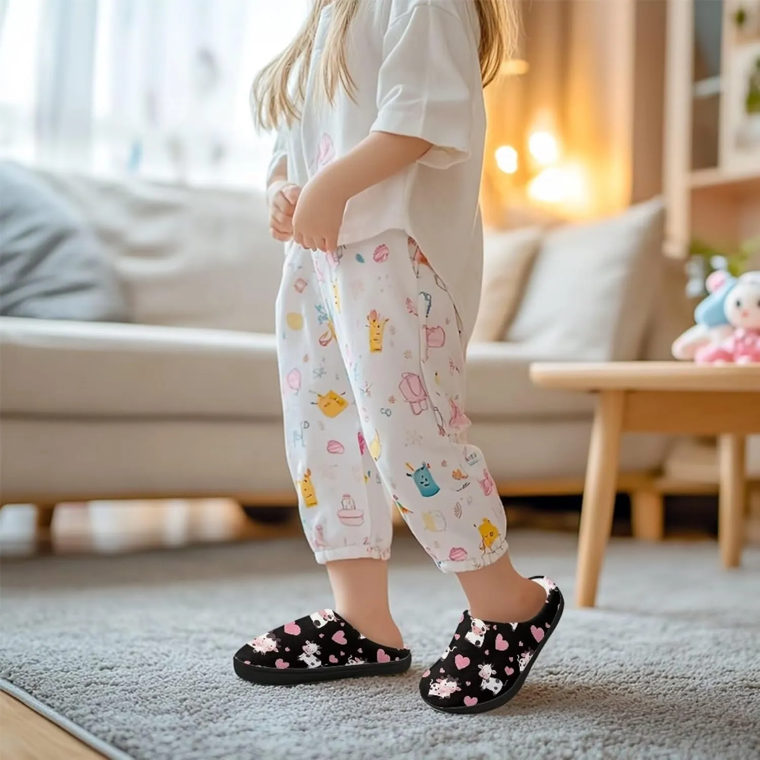 Lotusorchid Kid Bedroom Slipper Memory Foam House Slipper for Girls, Non Slip House Shoes for Boys Warm Cozy Sleep Slipper Home Slipper Indoor Outdoor