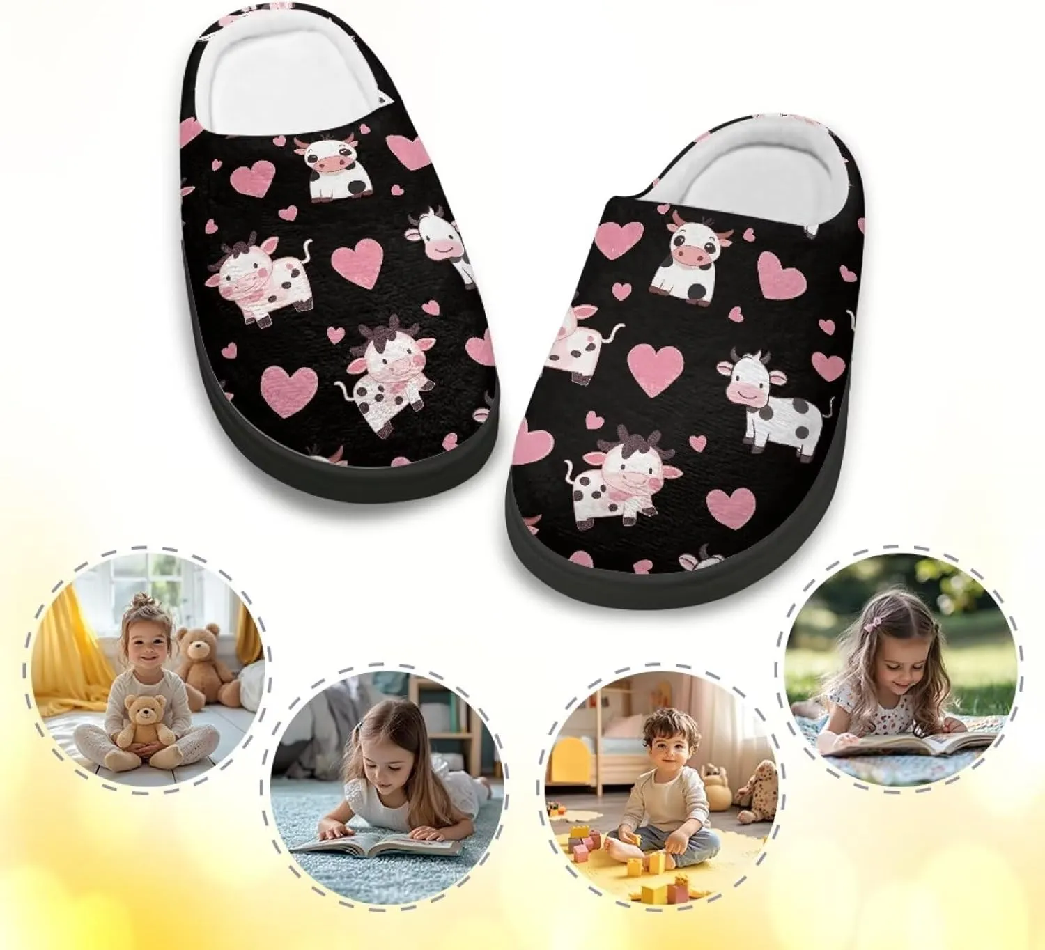 Lotusorchid Kid Bedroom Slipper Memory Foam House Slipper for Girls, Non Slip House Shoes for Boys Warm Cozy Sleep Slipper Home Slipper Indoor Outdoor