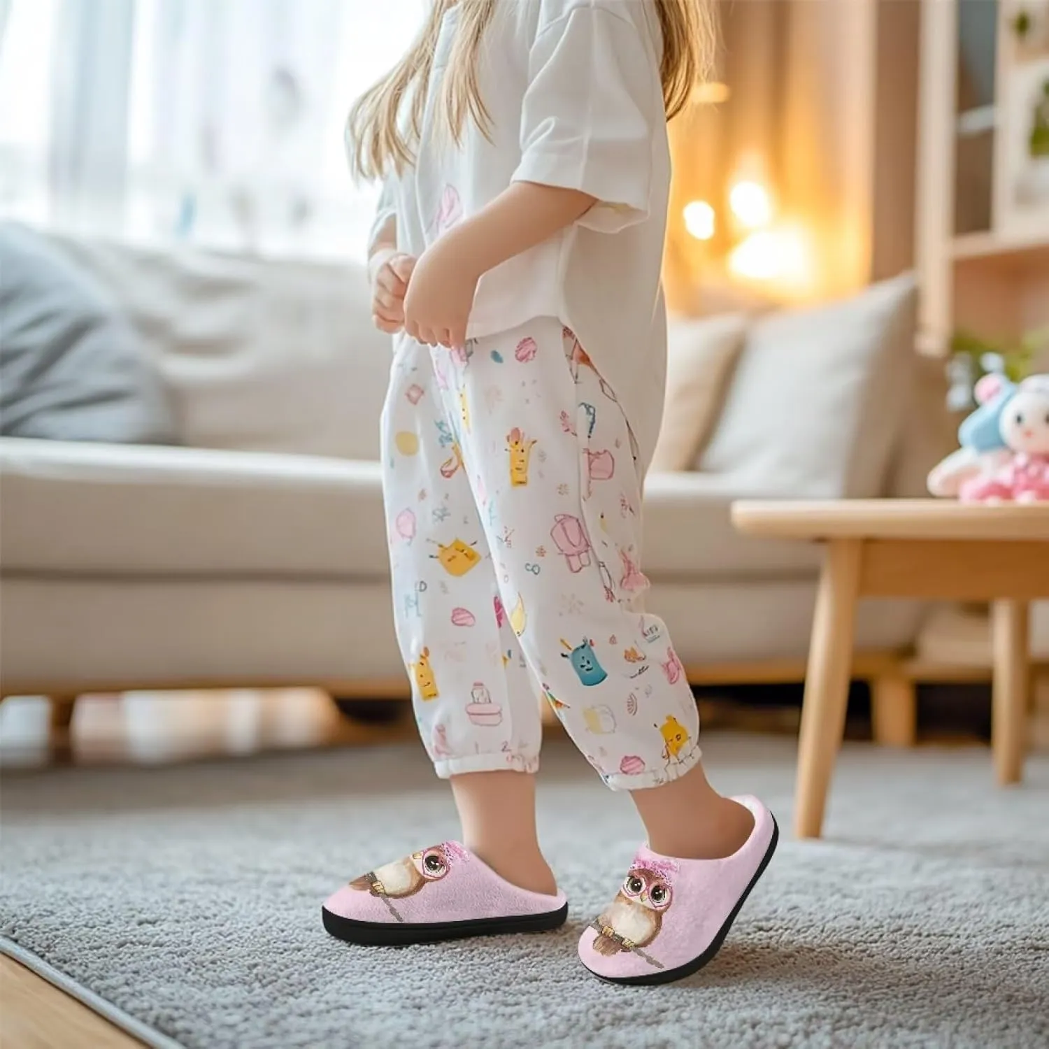 Lotusorchid Kids House Slipper for Boys Girls, Cozy Warm Boys Sleep Slippers with Rubber Sole, Closed Toe Slip On Bedroom Slippers