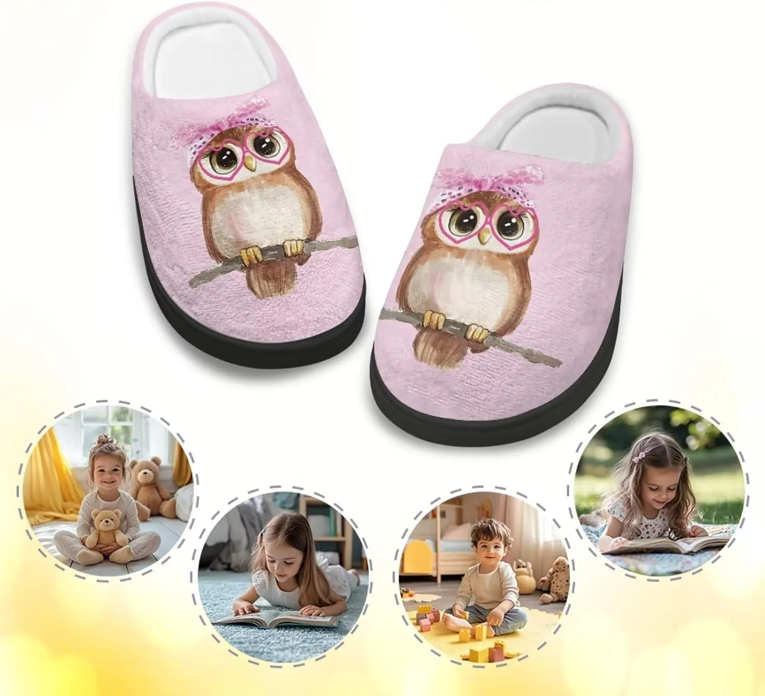 Lotusorchid Kids House Slipper for Boys Girls, Cozy Warm Boys Sleep Slippers with Rubber Sole, Closed Toe Slip On Bedroom Slippers