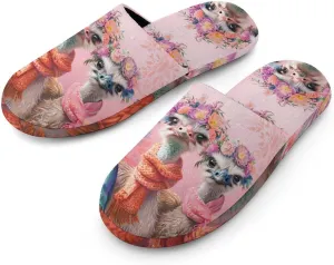 Lovely Ostriches Family Men's House Shoes Cotton Slippers Warm Bedroom Shoes Soft Slipper for Indoor Outdoor