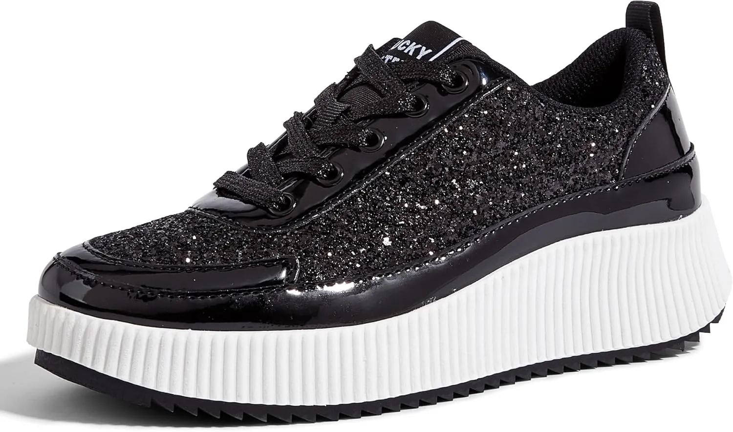 LUCKY STEP Women's Platform Sneakers Rhinestone Fashion Chunky Casual Sparkly Retro Braided Walking Shoes