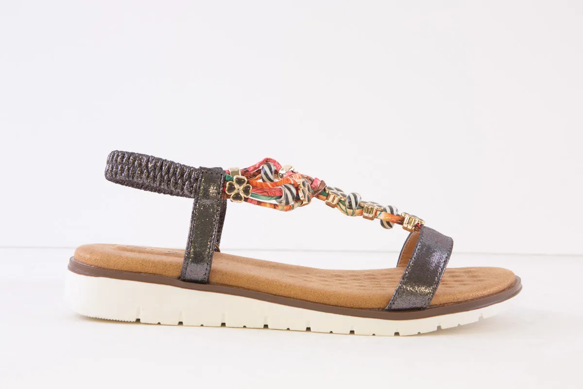 LUNAR - JLH363 TEMPO-FLAT FASHION SANDAL - PEWTER