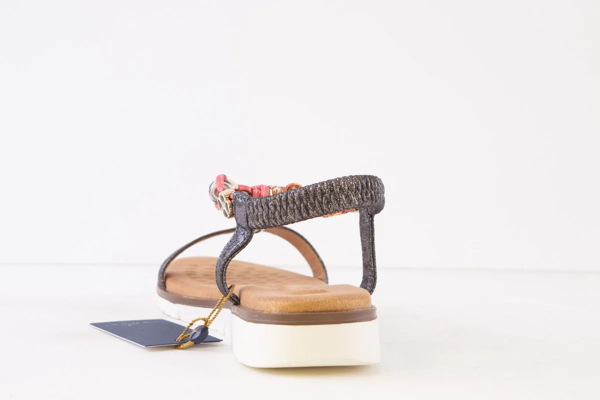 LUNAR - JLH363 TEMPO-FLAT FASHION SANDAL - PEWTER