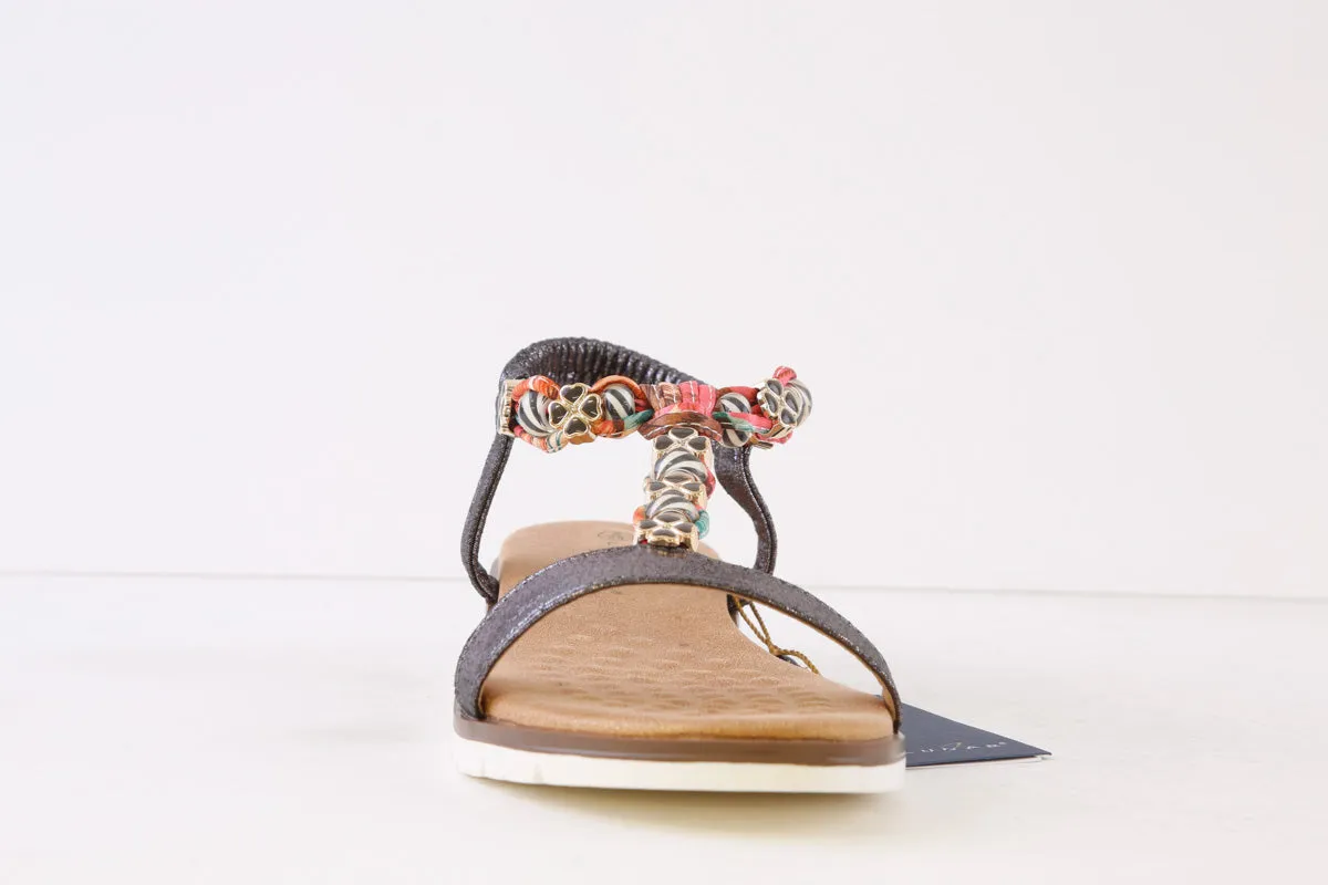 LUNAR - JLH363 TEMPO-FLAT FASHION SANDAL - PEWTER