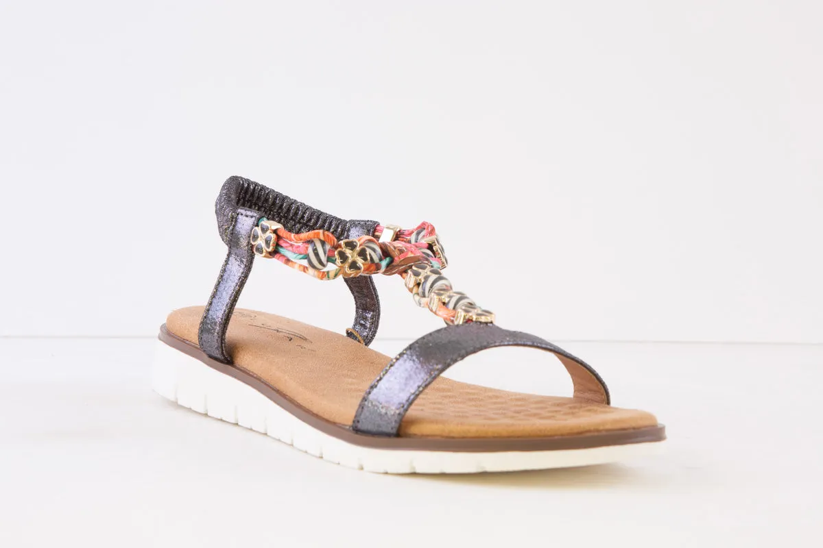 LUNAR - JLH363 TEMPO-FLAT FASHION SANDAL - PEWTER