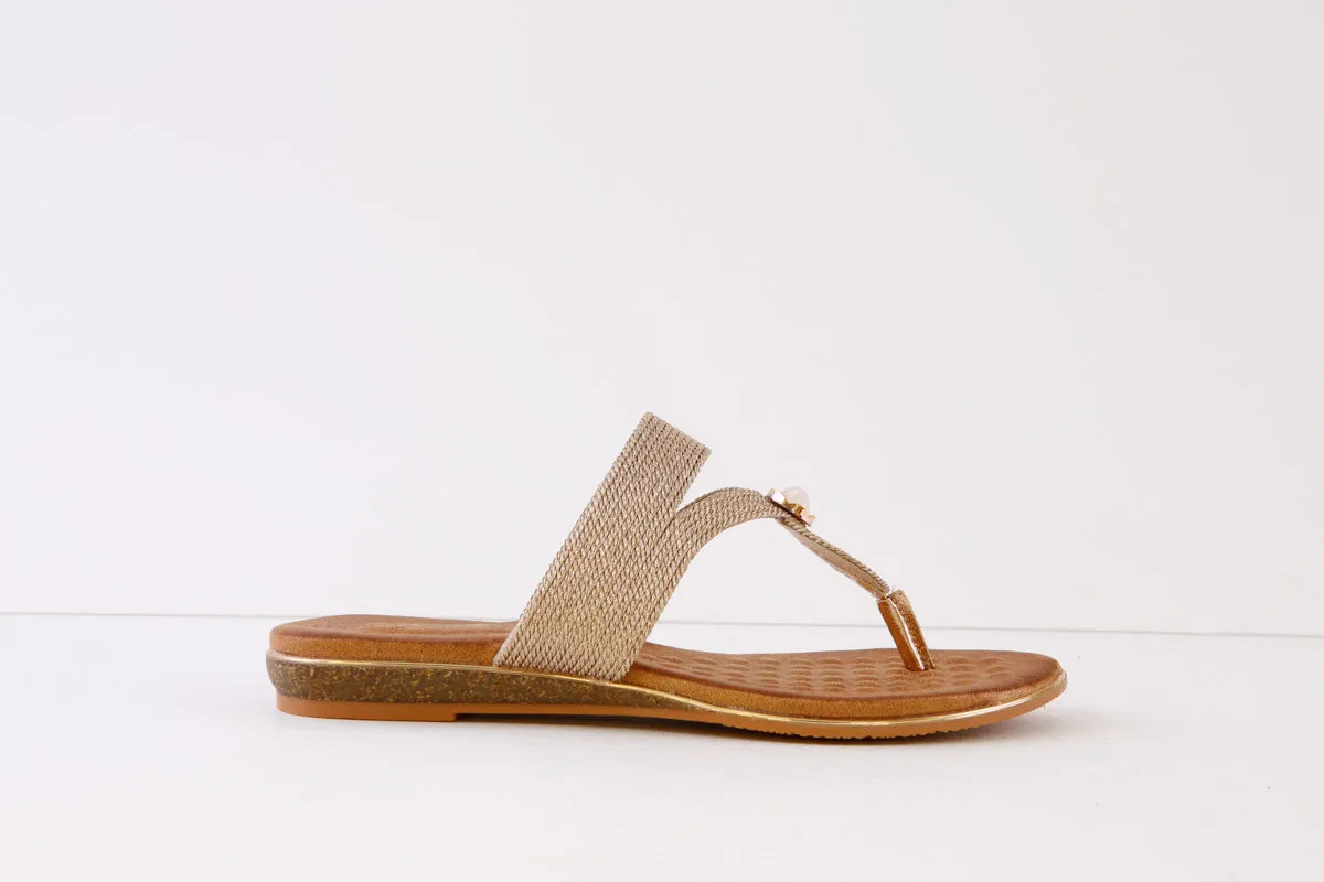 LUNAR - JLH396 EZRA FLAT TOE-POST MULE - ROSE GOLD