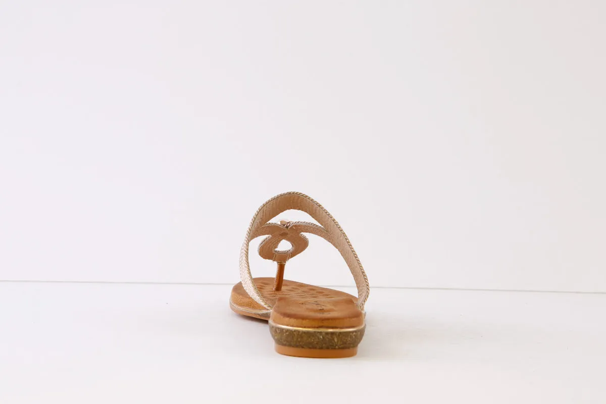LUNAR - JLH396 EZRA FLAT TOE-POST MULE - ROSE GOLD