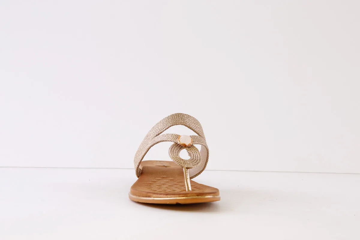LUNAR - JLH396 EZRA FLAT TOE-POST MULE - ROSE GOLD
