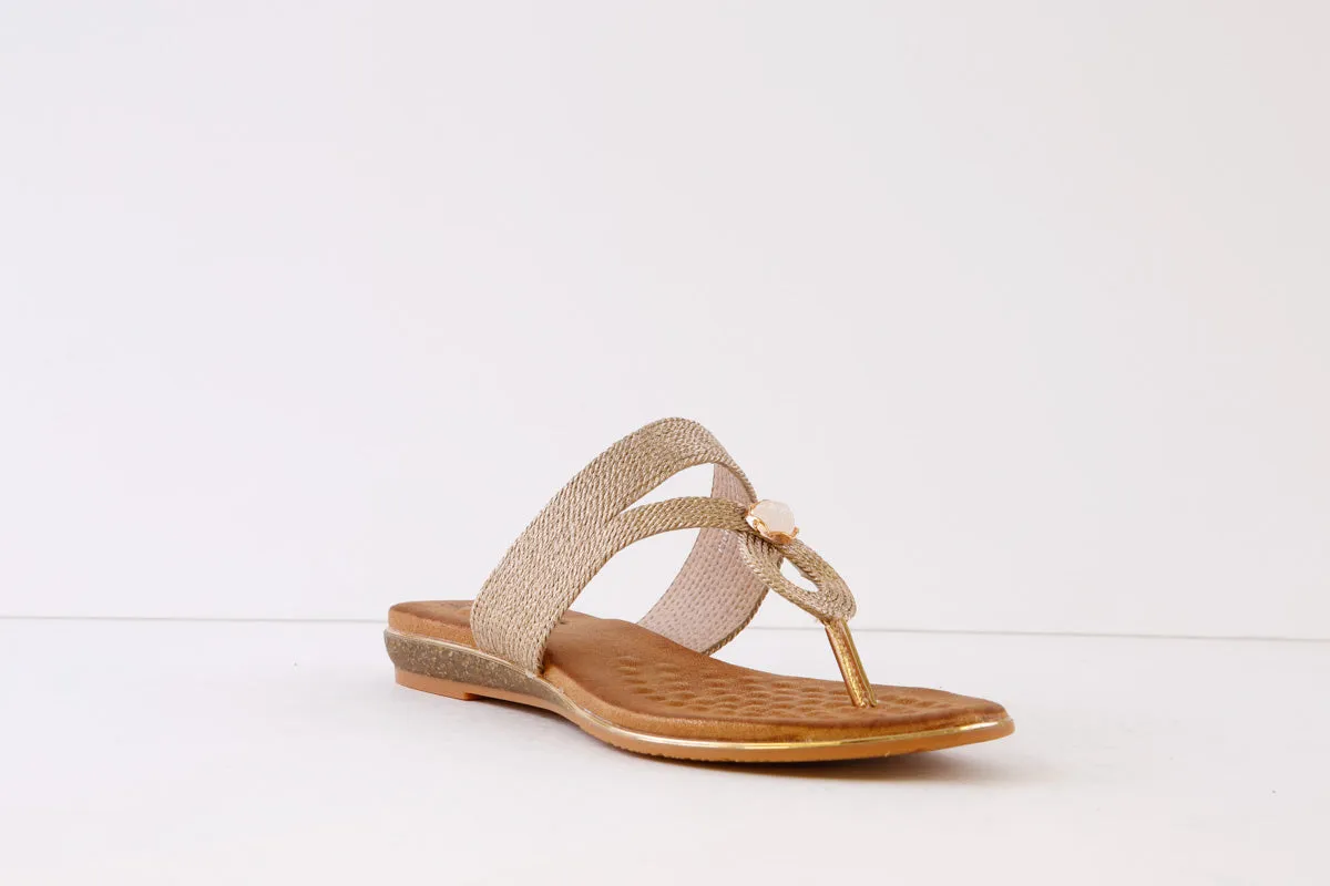 LUNAR - JLH396 EZRA FLAT TOE-POST MULE - ROSE GOLD