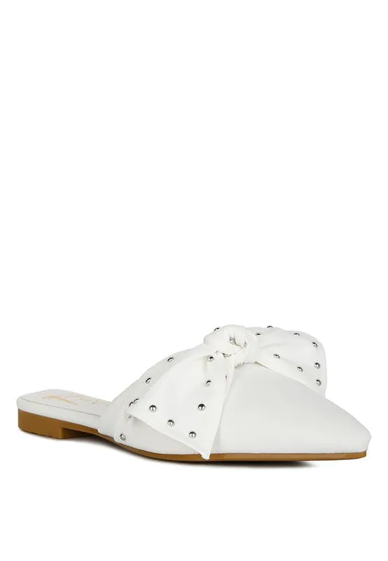 MAKEOVER STUDDED BOW FLAT MULES
