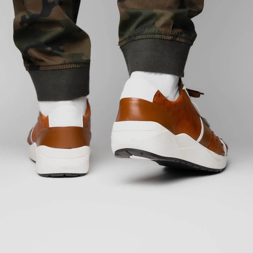 Marco Di Milano Lyon II in Brandy / White Ostrich Quill & Calfskin Sneakers