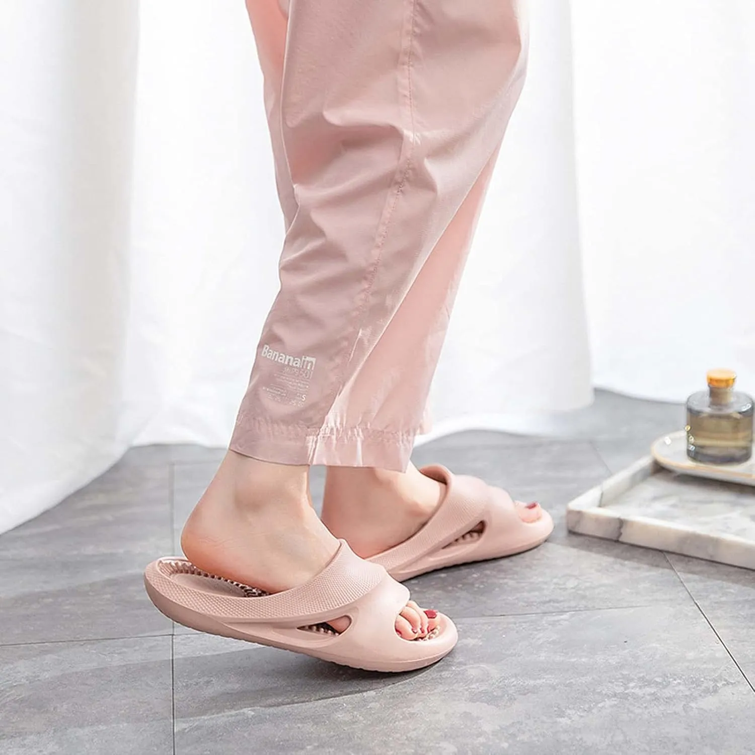 Massage Slippers Women Men Sandals Open Toe Shower Shoes Summer House Slippers for Bath Plantar Fasciitis Slides Ladies Girls Gym Non Slip Indoor