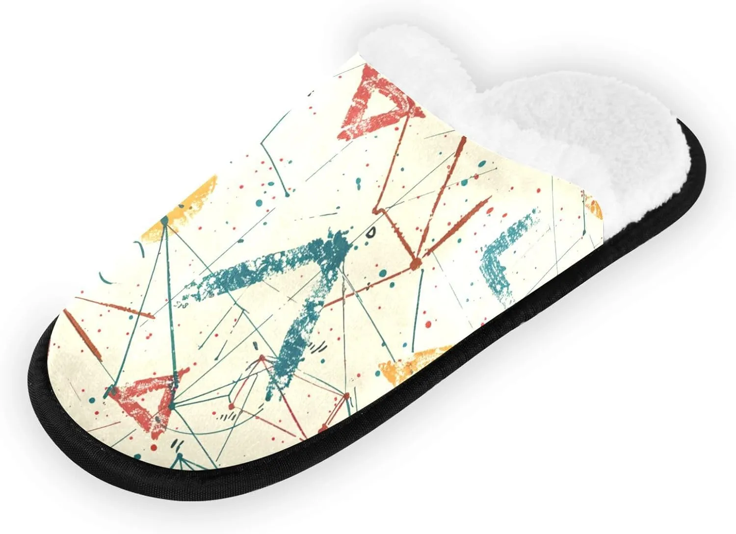 Math Graphics Plush Slippers for Women Men Warm Comfortable Travel Spa Slipper Non-slip House Shoes
