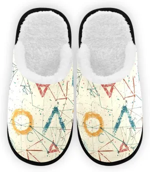 Math Graphics Plush Slippers for Women Men Warm Comfortable Travel Spa Slipper Non-slip House Shoes