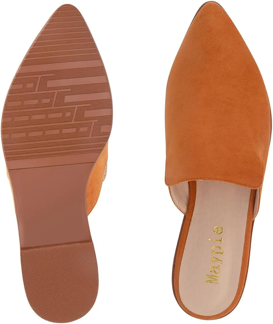 Maypie Womens Flat Mules Closed Pointed Toe Slip On Loafer Slides Backless Shoes