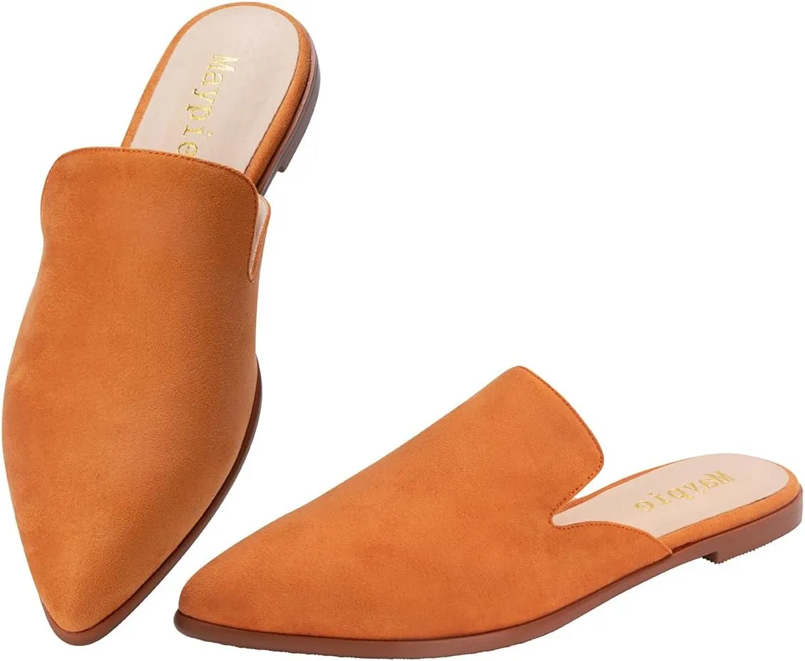 Maypie Womens Flat Mules Closed Pointed Toe Slip On Loafer Slides Backless Shoes