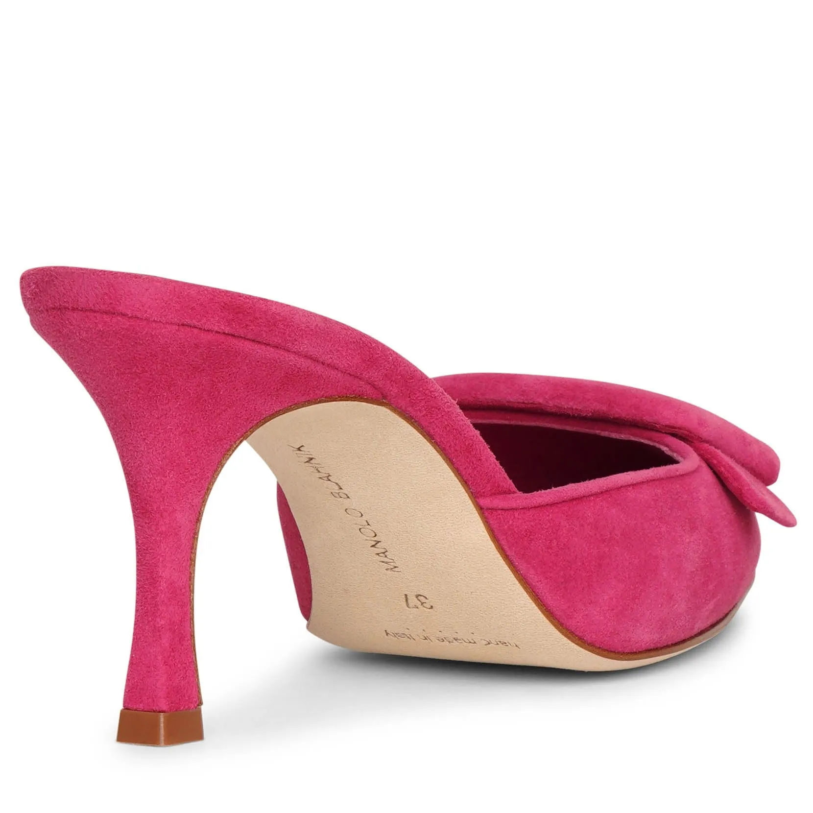Maysale 70 pink suede mule pumps