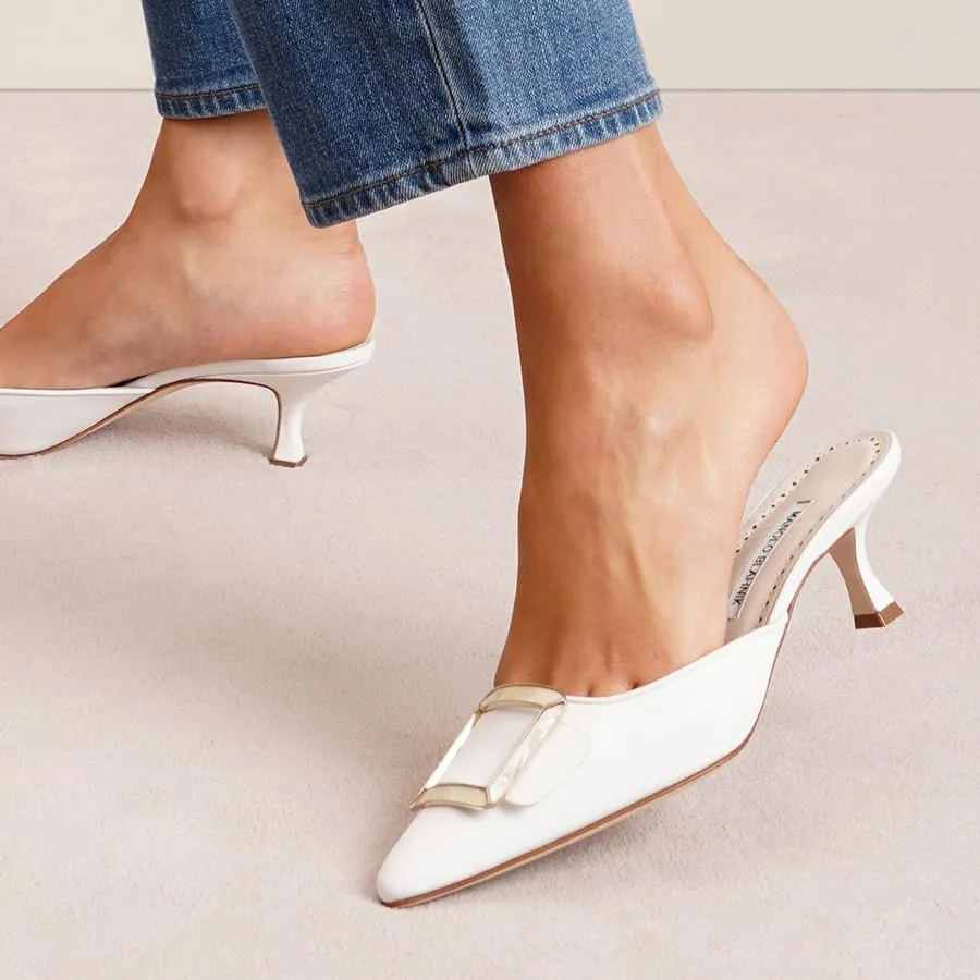 Maysale pearl 50 white mules