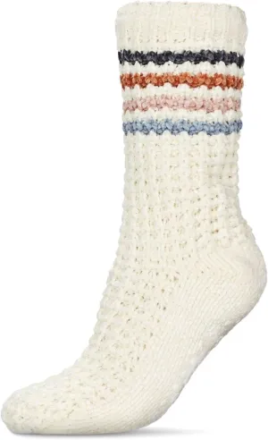 MeMoi Women's Chunky Stripes Plush-Lined Slipper Crew Sock