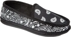 Men and Women KS-002 Black Bandana Paisley Slip-On | Cozy, Colorful House Shoe Slippers | Ultra Cushion For Indoor and Outdoor