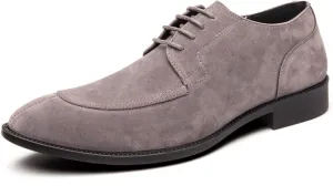 Mens Retro Suede Leather Lace Up Dress Oxfords Shoes Classic Slip On Low Top Pointed Toe Non-Slip Flats Derby Shoes for Formal Business Wedding (Coffee Color,6)