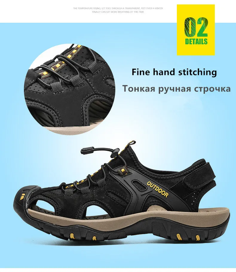 Men's Sandals Outdoor Non-Slip Men's Beach Sandals Handmade Genuine Leather