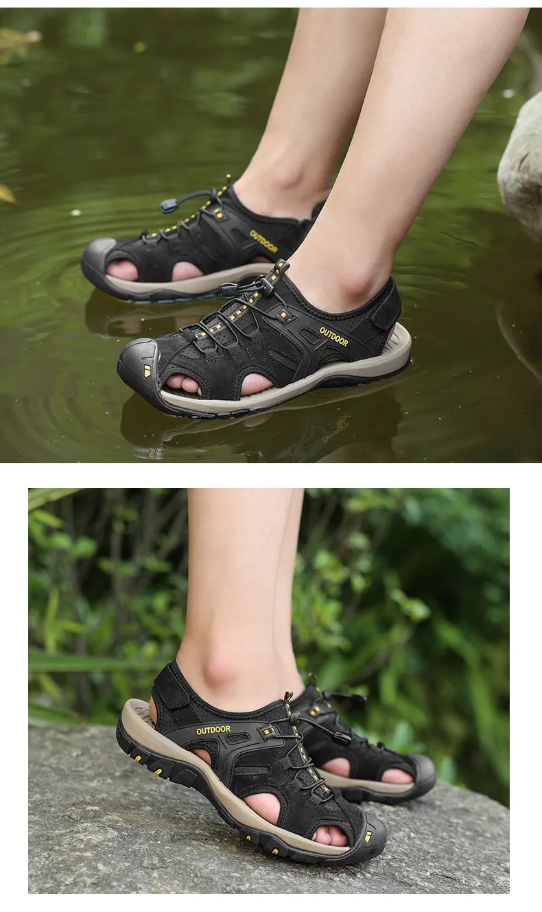 Men's Sandals Outdoor Non-Slip Men's Beach Sandals Handmade Genuine Leather
