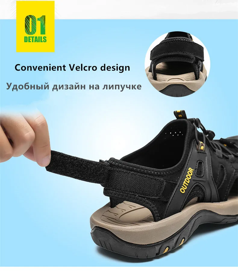 Men's Sandals Outdoor Non-Slip Men's Beach Sandals Handmade Genuine Leather