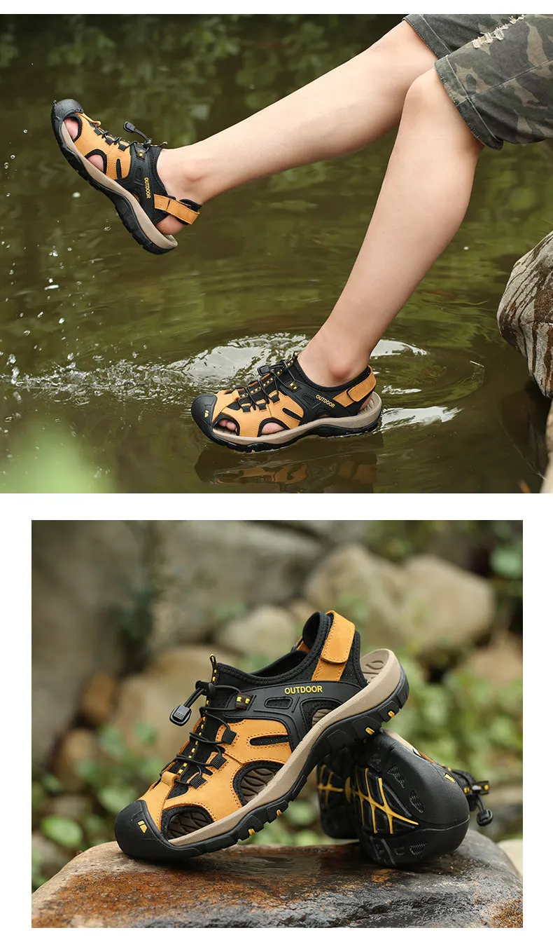 Men's Sandals Outdoor Non-Slip Men's Beach Sandals Handmade Genuine Leather