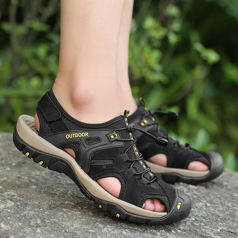 Men's Sandals Outdoor Non-Slip Men's Beach Sandals Handmade Genuine Leather