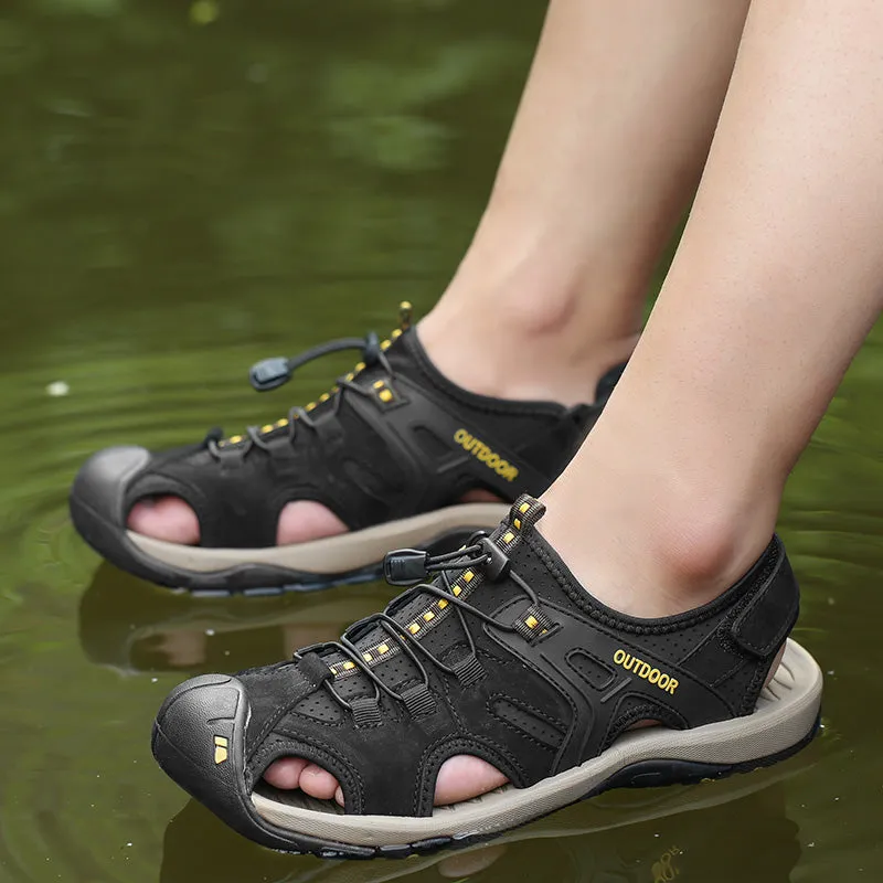 Men's Sandals Outdoor Non-Slip Men's Beach Sandals Handmade Genuine Leather