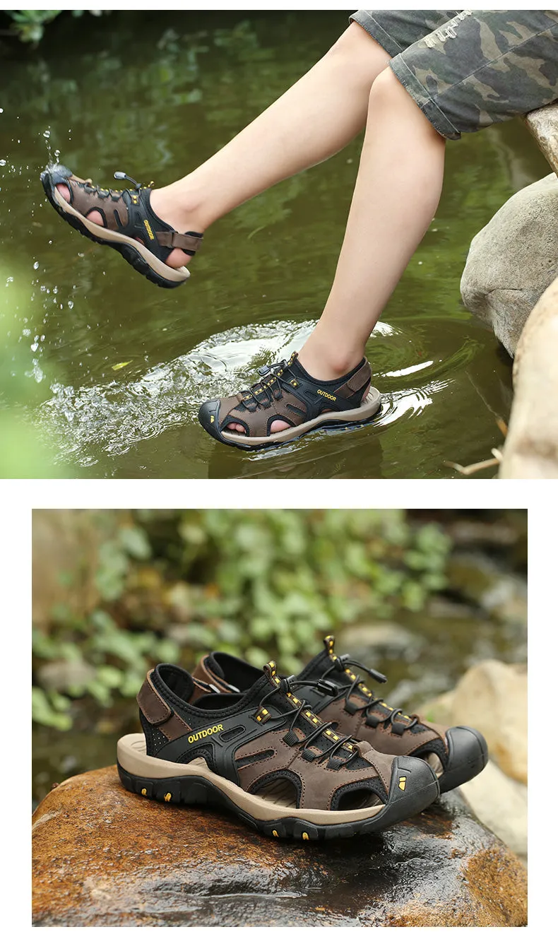 Men's Sandals Outdoor Non-Slip Men's Beach Sandals Handmade Genuine Leather