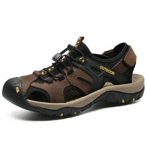 Men's Sandals Outdoor Non-Slip Men's Beach Sandals Handmade Genuine Leather