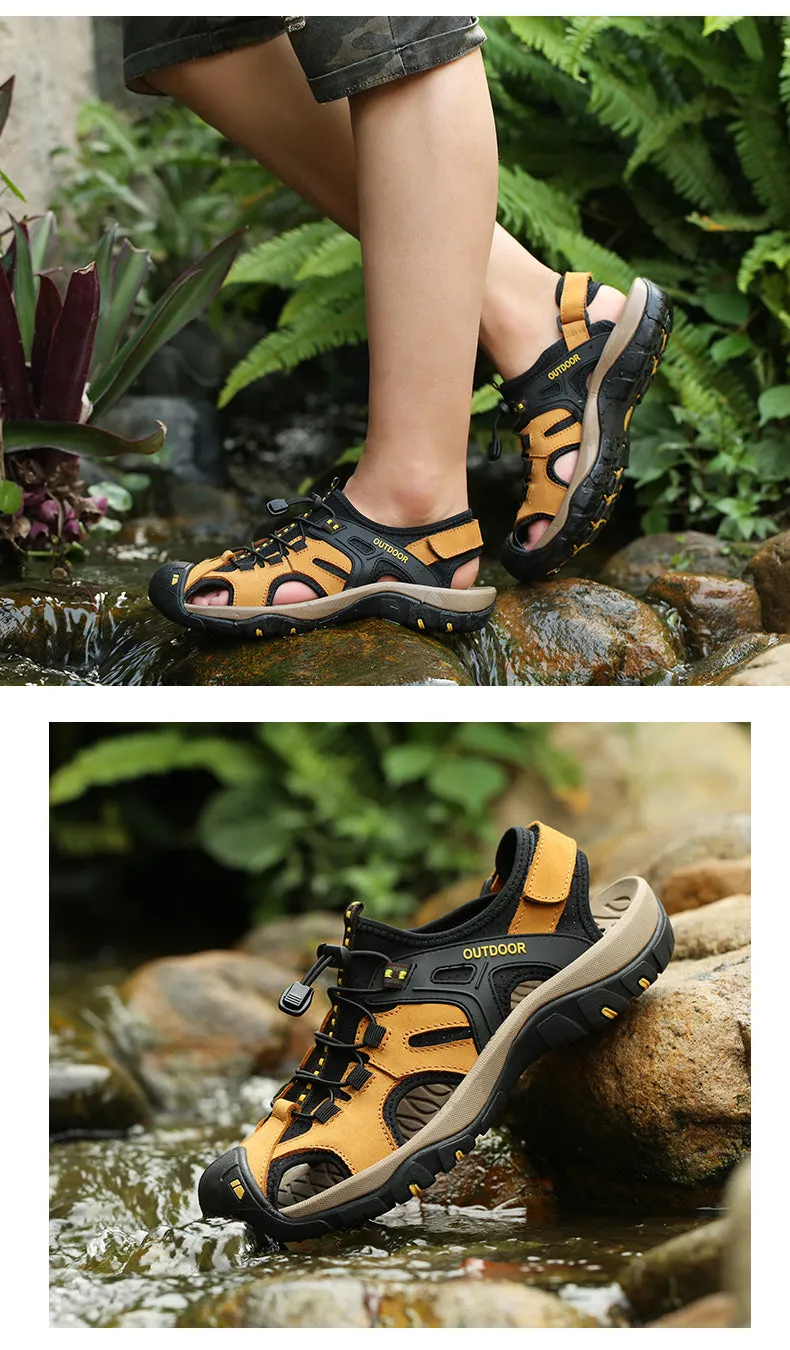 Men's Sandals Outdoor Non-Slip Men's Beach Sandals Handmade Genuine Leather
