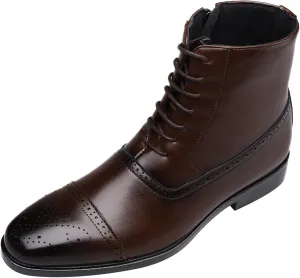 Mens Shoes Classic Business Leather Shoes Fashion Casual High Top Lace Up Side Zipper Mens Shoes Memory Foam Leather Shoes fo
