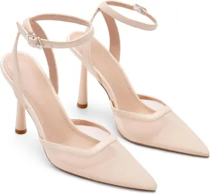 Mesh Closed Pointed Toe High Heels for Women