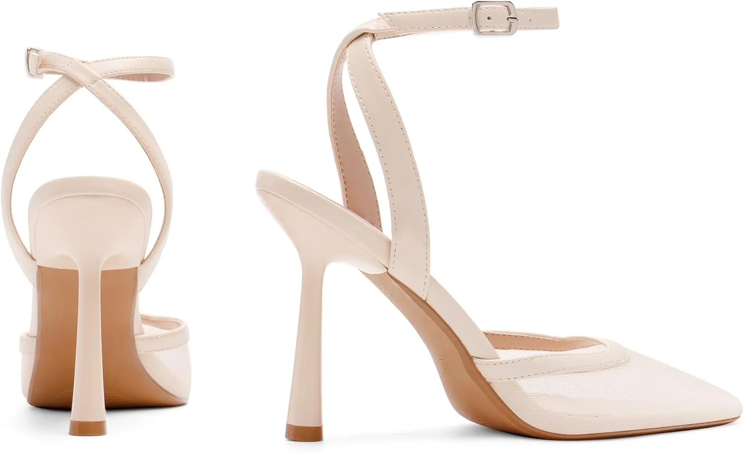 Mesh Closed Pointed Toe High Heels for Women