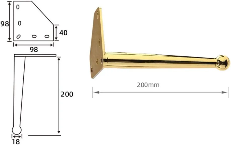 Metal Iron Bracket Furniture feet Welding Straight Cone feet Hardware Sofa feet Bathroom Cabinet Bracket Coffee Table Support feet (4 Pack)