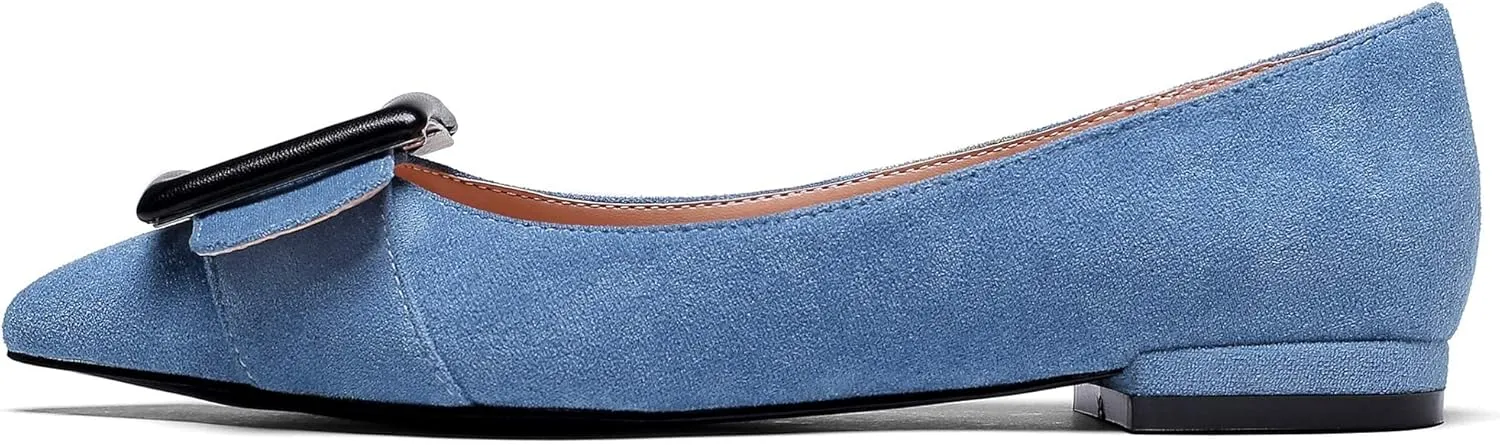 Mettesally Women's Pointed Toe Ballet Flat Shoes Cap Toe Classic Ballet Flats Walking Shoes Casual Formal Slip-On Flat Dress Shoes