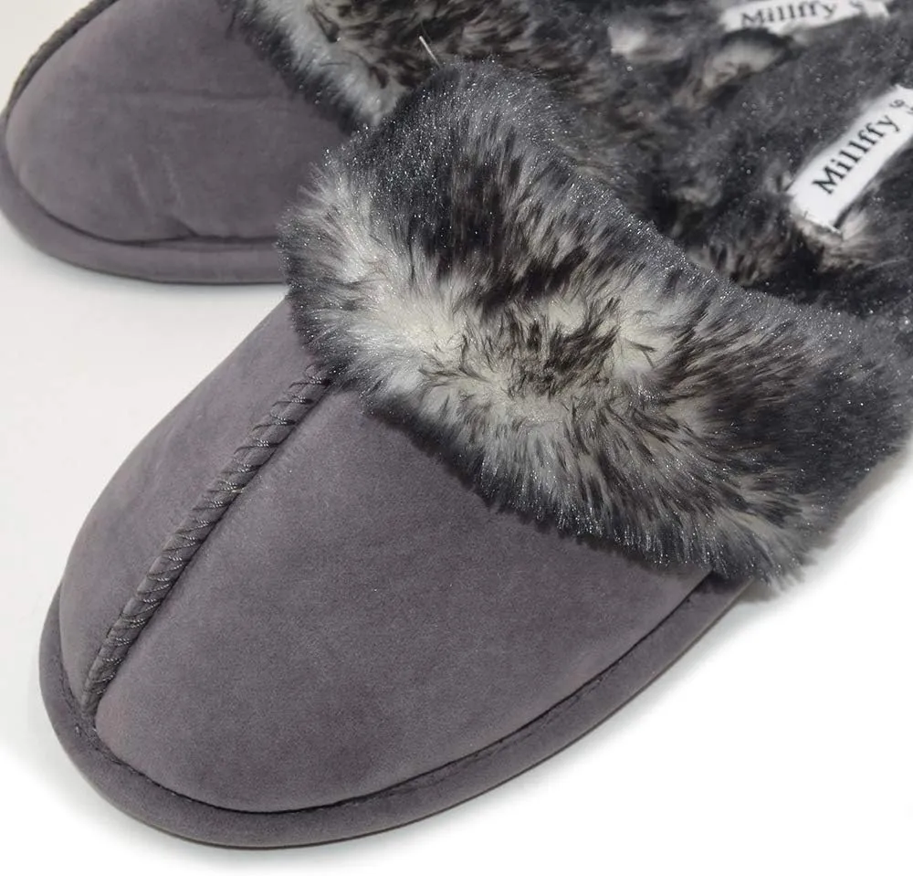 Millffy Faux Fur Slip On Unisex Mans Womens House Slipper with Memory Foam Slippers Shoes