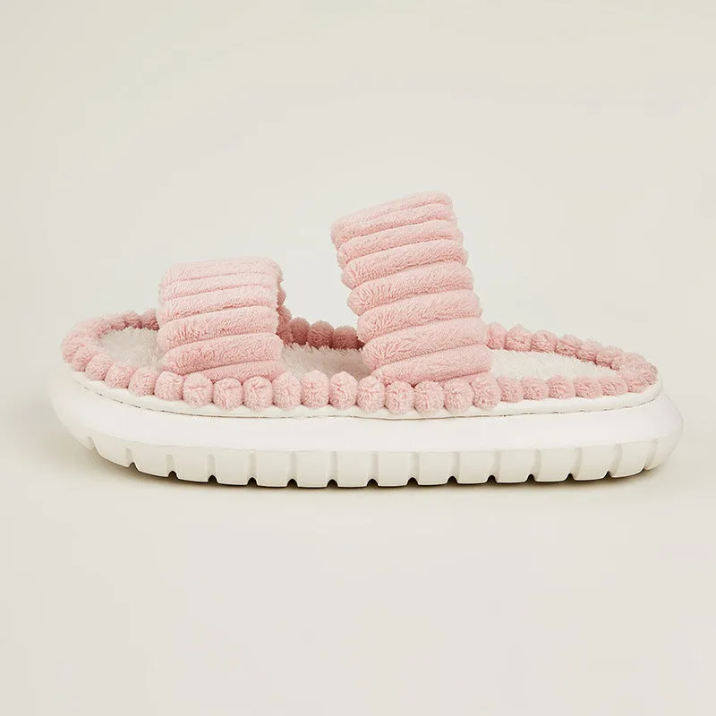 Minimalist Stripe  Fuzzy Slipper Best house shoes for women